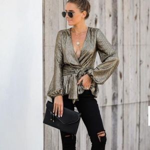NWT Vici Collection Good as Gold Metallic Top